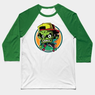 Zombie Skateboarding Baseball T-Shirt